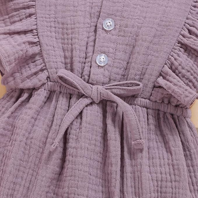 YOUNGER TREE Toddler Baby Girl Ruffled Sleeveless Romper Casual Summer Jumpsuit - Image 6