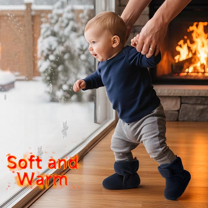 Bufims Baby Fleece Booties Newborn Unisex Booties Non-Slip Newborn Infant First - Image 7