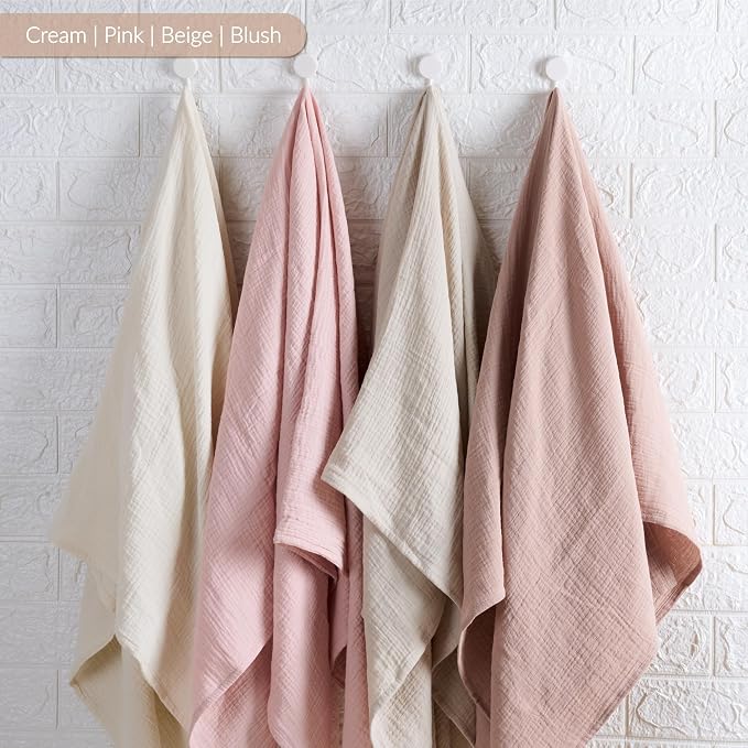 Meracorallo Muslin Swaddle Blanket, 100% Cotton Receiving Blanket, Blush | Soft - Image 9