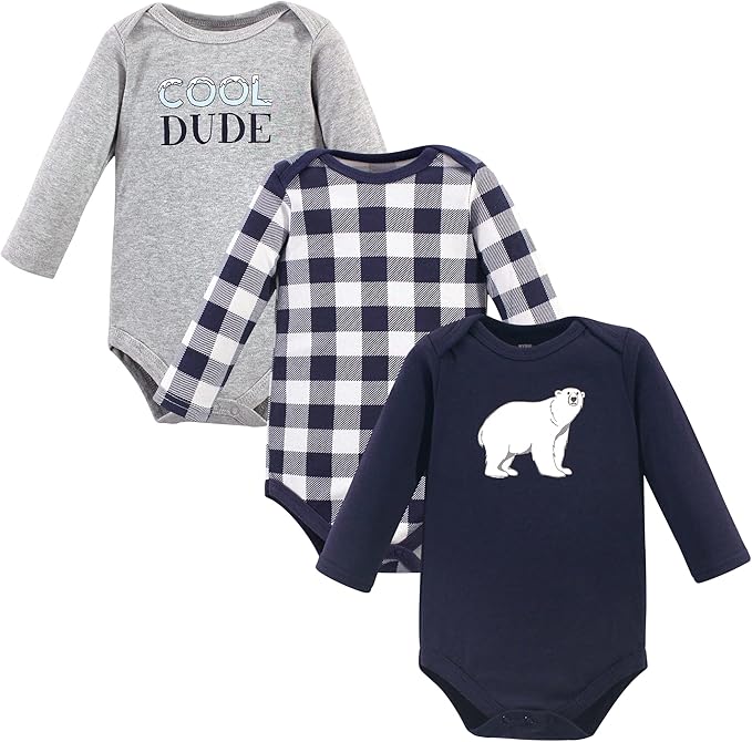 Hudson Baby baby-boys Cotton Long-sleeve Bodysuits 3-pack by HudsonBaby