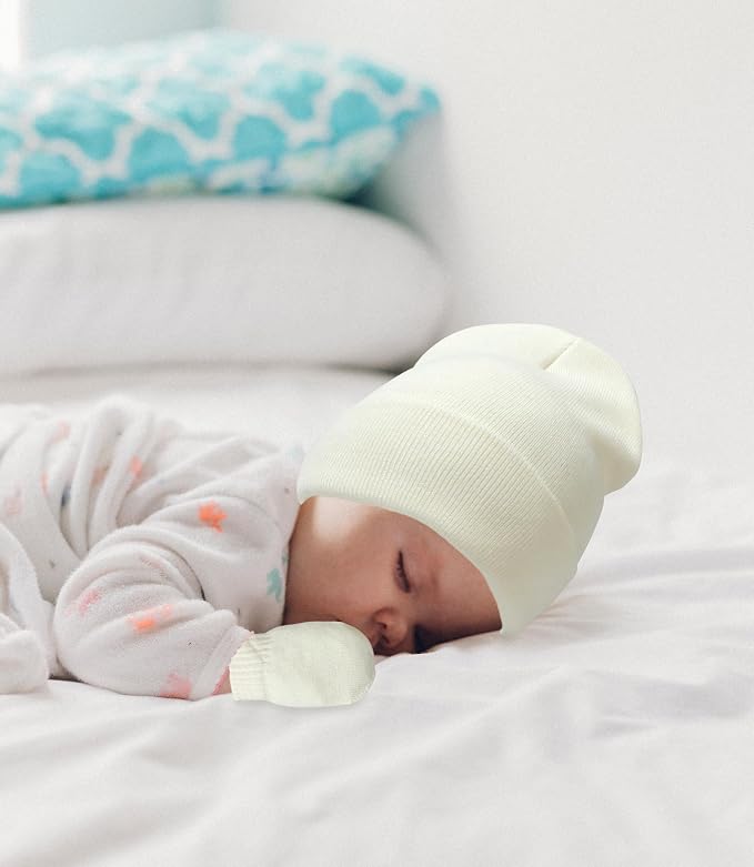 Baby Hats and Mittens Set Infant Toddler Beanie Cap Newborn Gloves - Image 4