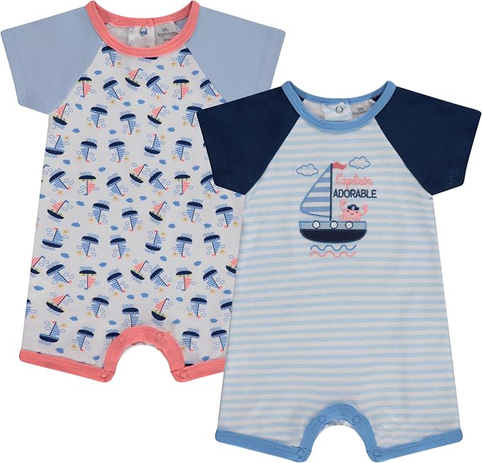 Cudlie 2-Pack Baby Boy Rompers – Soft Cotton, Everyday Comfort by Cudlie