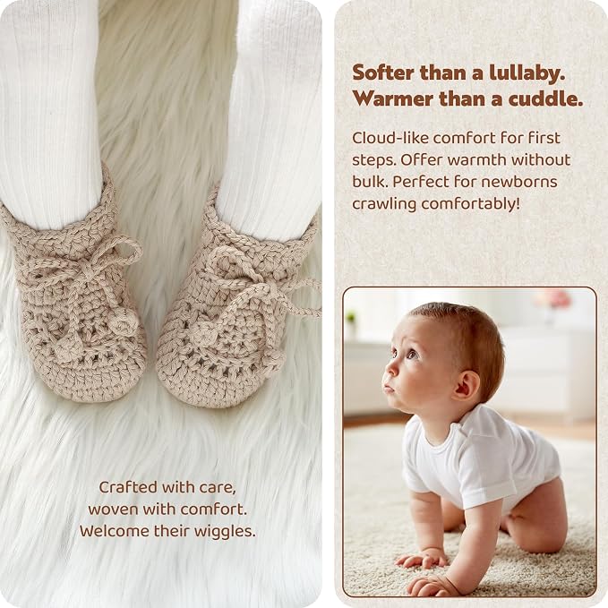 Hadetoto Baby Booties Hand Crochet Knit Cotton Bootie | Soft, Newborn First - Image 3