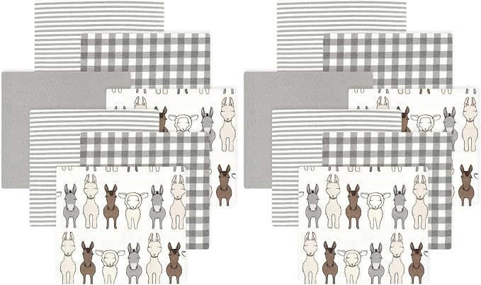 Hudson Baby Little Treasure Cotton Poly Flannel Receiving Blankets Multipack by HudsonBaby