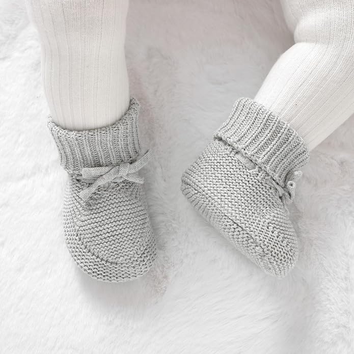 Hadetoto Baby Booties Cotton Newborn Boys Girls Shoes Knit Socks | Cozy Warm - Image 4