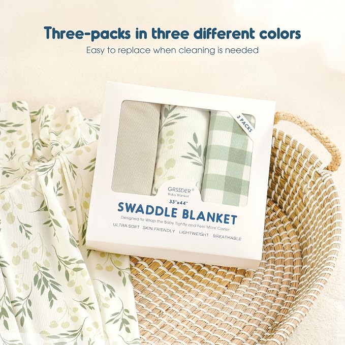 3-Pack Ultra Soft Stretchy Jersey Knit Baby Swaddle Blankets, 33x44 | Snug - Image 7