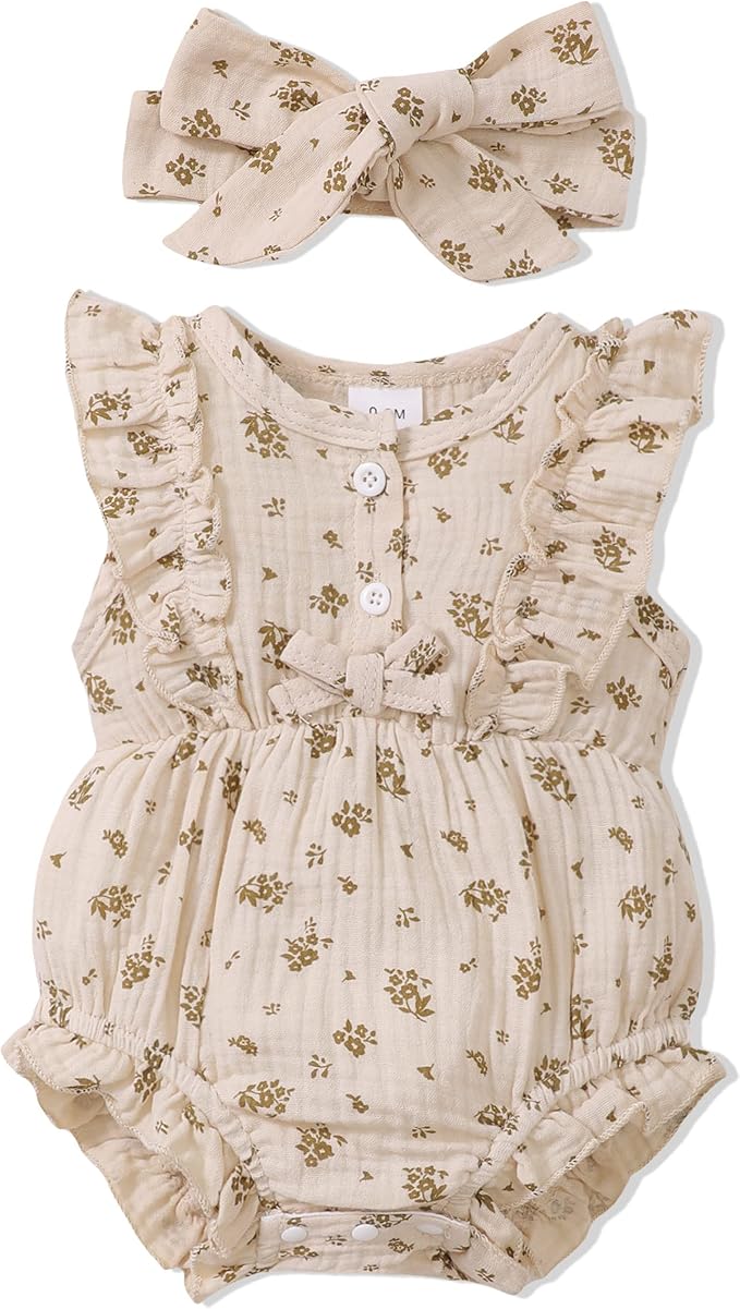 Renotemy Newborn Infant Baby Girl Clothes Rompers Summer Jumpsuits Short Sleeve Romper Infant Baby Clothes Girl