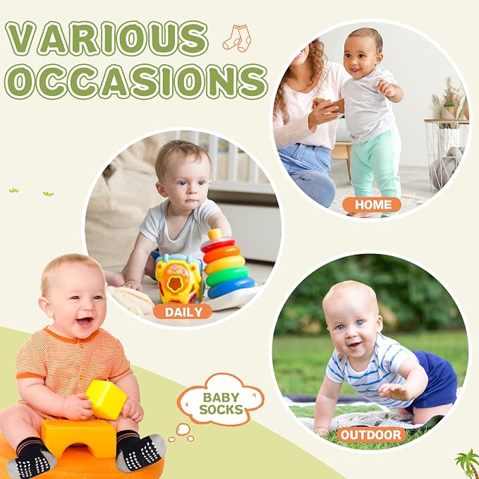 Toddler Non Slip Grips Socks Kids Anti Skid Baby Boys Girls Cotton Crew Socks - Image 6