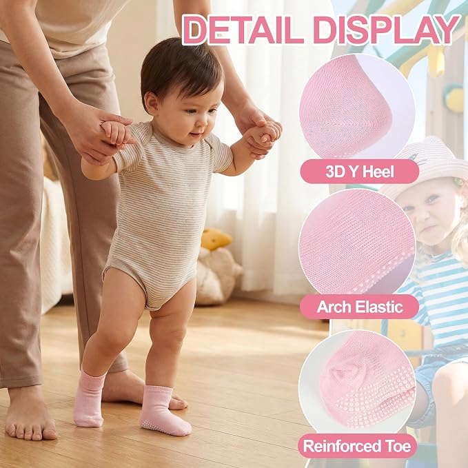 GRPSKCOS Baby Socks Non Slip 12 Pairs Toddler Anti Skid Socks - Image 4