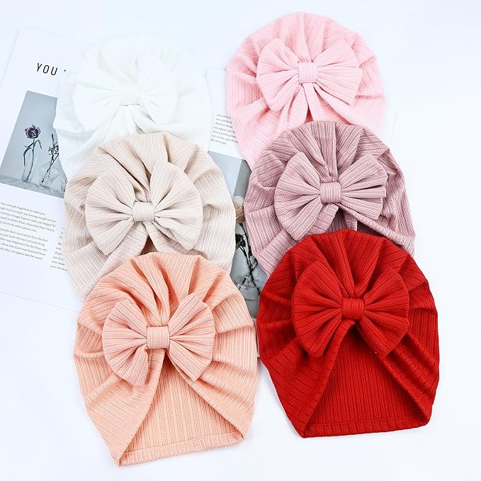 Cinaci 6 Pack Nursery Hospital Caps Bonnets Beanies Headwraps Turban Hats - Image 8