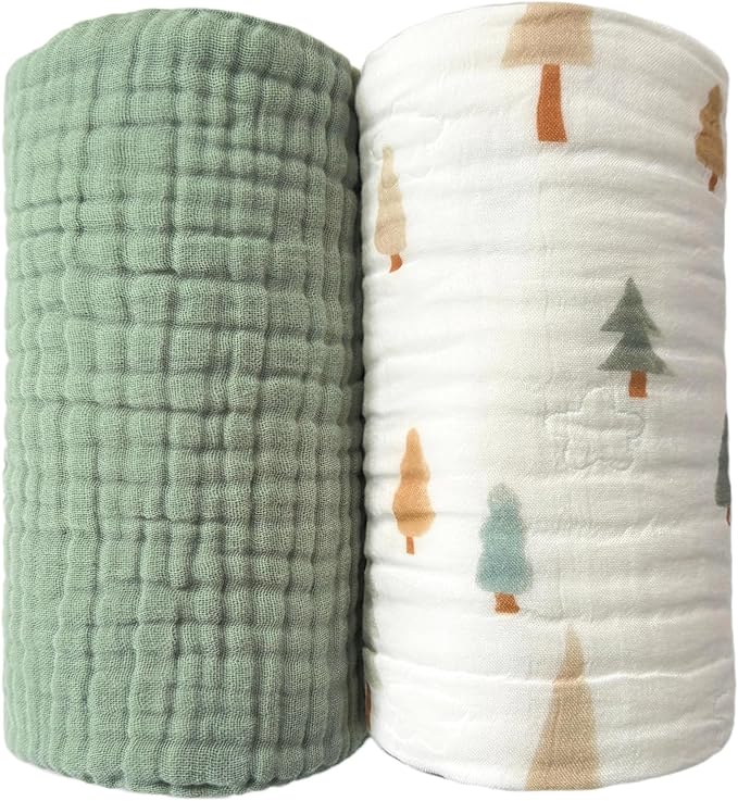 Muslin Baby Blanket 2 Pack, Cotton Swaddle Blanket by REPRECONF