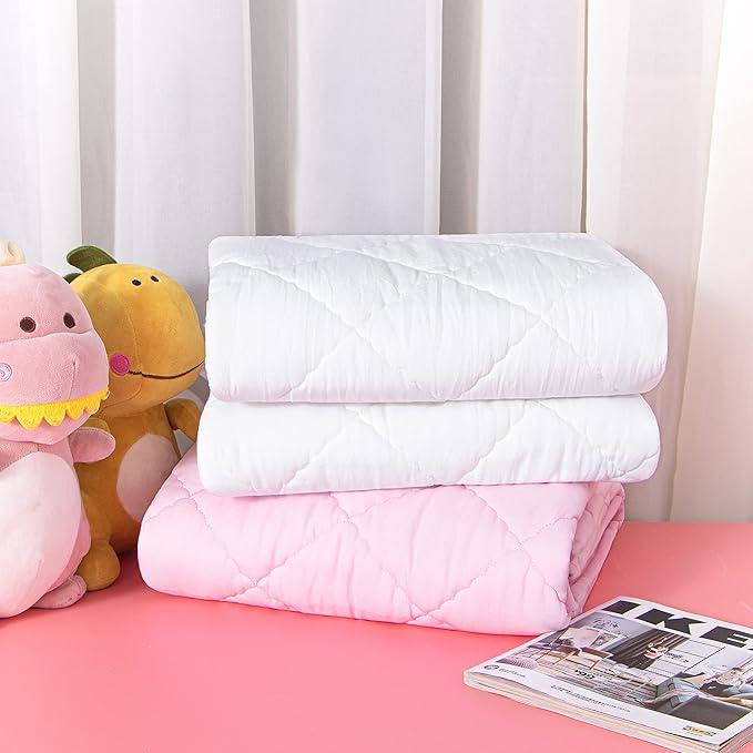 NTBAY Down Alternative Toddler Comforter, Lightweight and Warm Solid Color Baby Crib Quilted Blanket, 39x47 inches, White