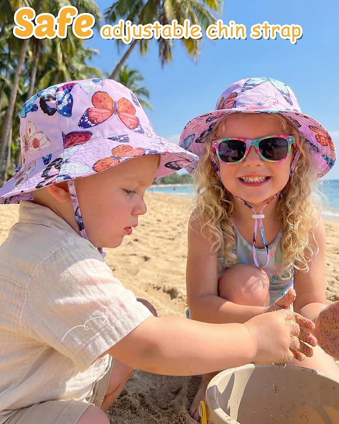 Baby Sun Hat Kids Summer Sun Protection Toddler Bucket Hat Wide Brim Adjustable - Image 2