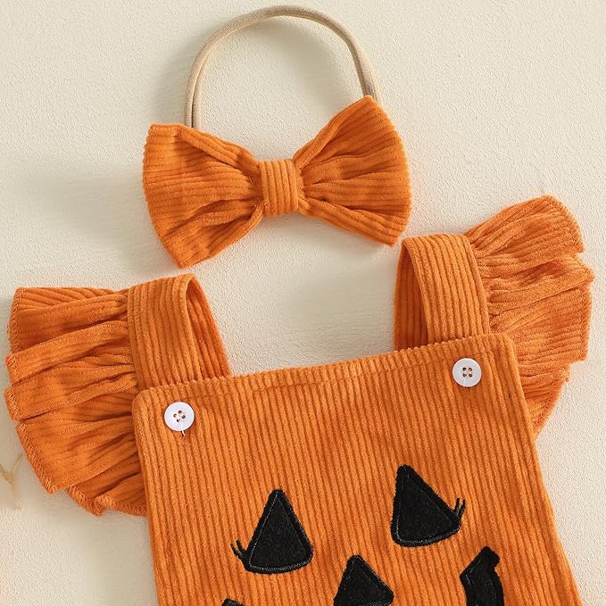YINGISFITM My First Halloween Baby Girl Outfit Newborn Pumpkin Bubble Romper - Image 7