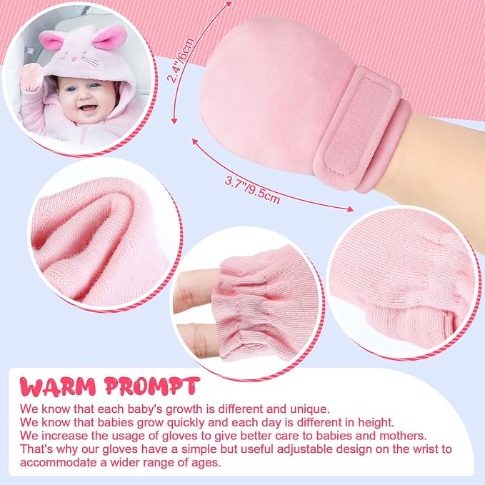 Newcotte 12 Pairs Adjustable Preemie Baby Mittens | No Scratch Newborn Cotton - Image 6