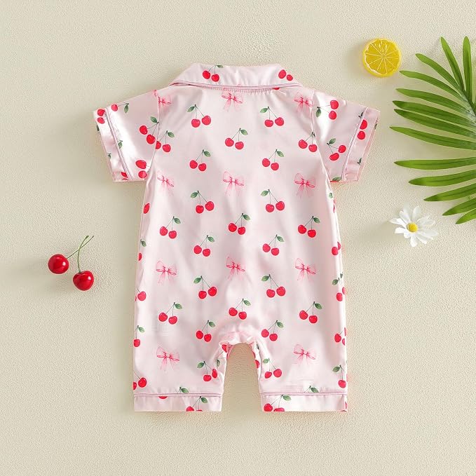Kuriozud Baby Girl Boy Romper Pajamas Onesie Short Sleeve Button Down Pjs - Image 7