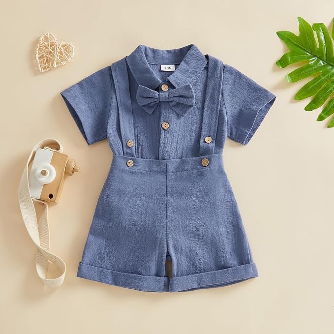 PUHHAPIEY Baby Boy Gentleman Wedding Outfit Dress Romper Suspender Pants | 0 3 - Image 3