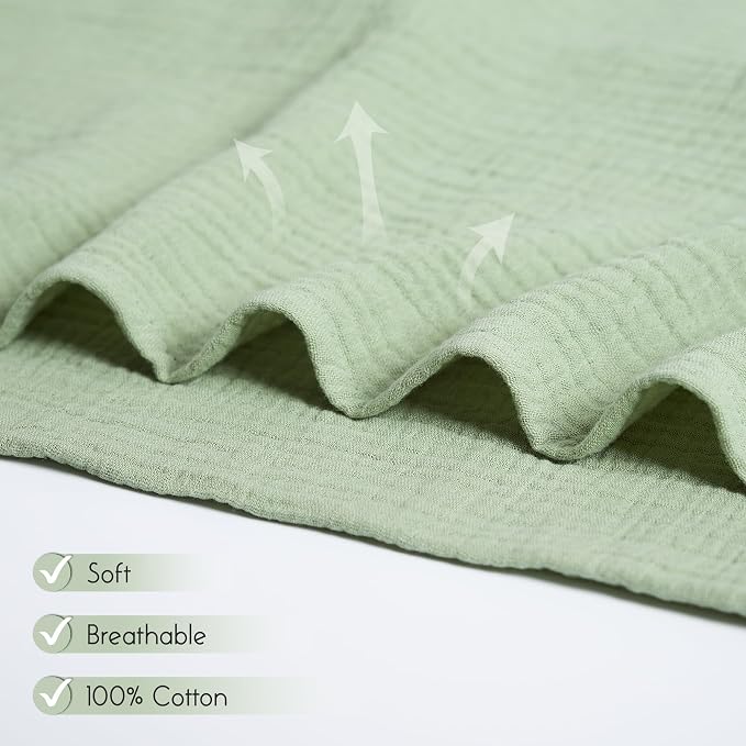 Meracorallo Muslin Swaddle Blanket, 100% Cotton, Sage Green | Soft Breathable - Image 3
