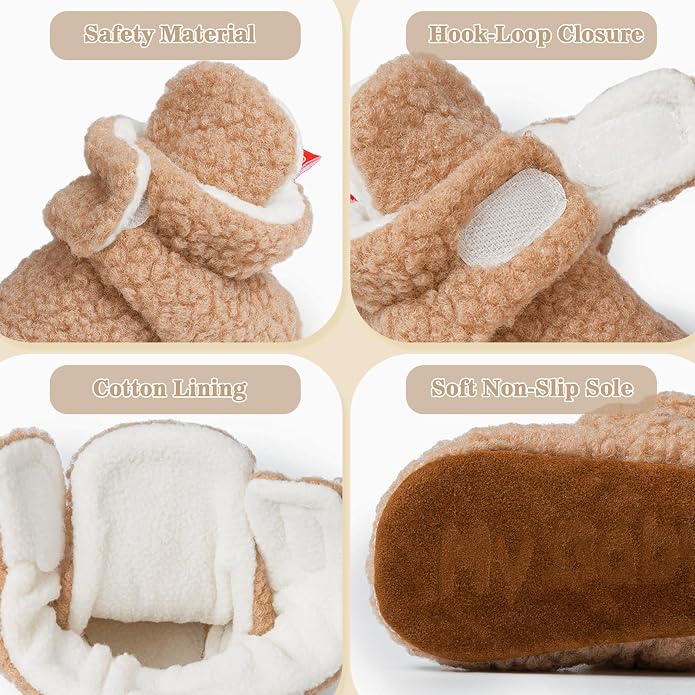 Babelvit Newborn Baby Boy Girl Soft Fleece Booties Stay On Infant Slippers - Image 5