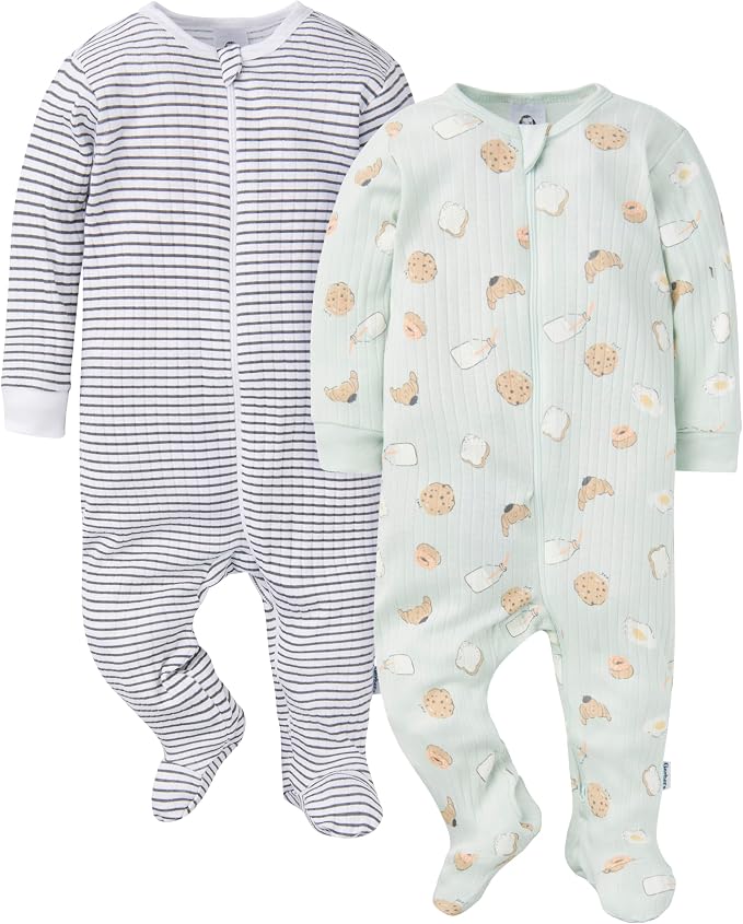 Gerber baby-girls Baby Unisex 2-pack 2-way Zip Textured Sleep 'N Play by Gerber