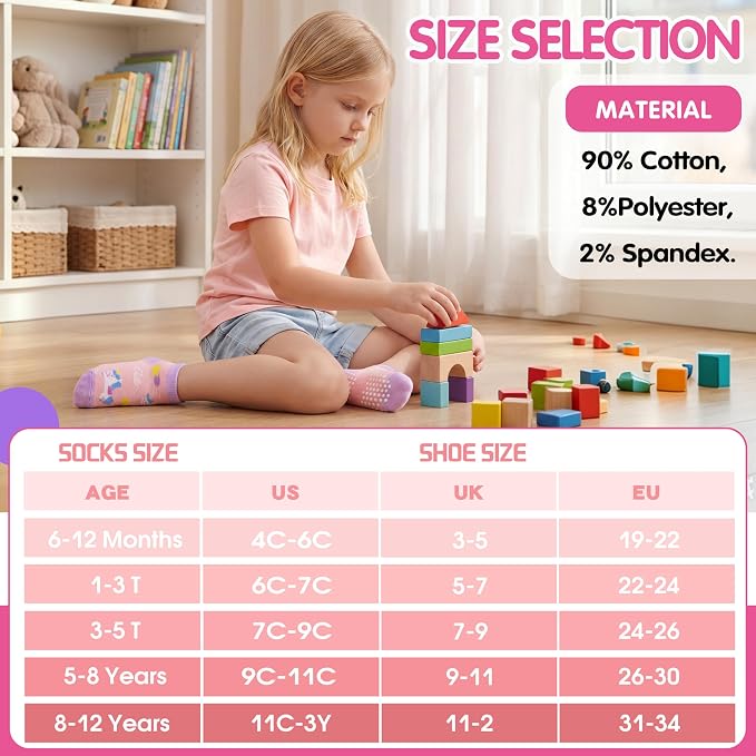 Welwoos Baby Girls Boys Toddlers Grips Socks Kids Non Slip Anti Skid Ankle - Image 6