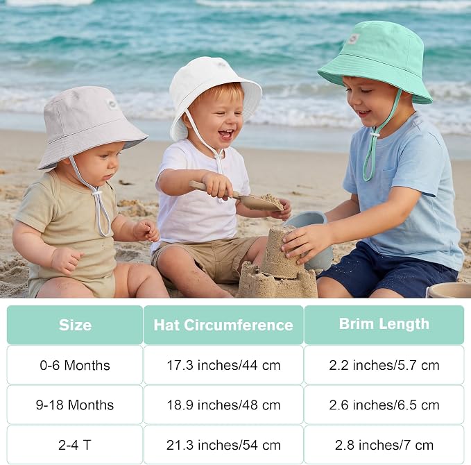 Cooraby 5 Pack Baby Sun Hat Adjustable Smile Bucket Hat Sun Protective Cap - Image 4