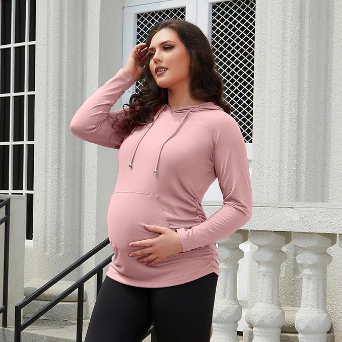 GINKANA Maternity Hoodie Long Sleeves Shirts Casual Maternity Top Pregnancy Sweatshirt Casual Clothes