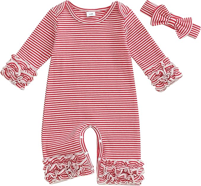 Newborn Baby Girl Clothes Jumpsuit Ruffle Romper Bodysuit Pants Headband by Ursobutegl