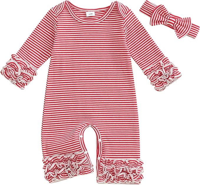 Newborn Baby Girl Clothes Jumpsuit Ruffle Romper Bodysuit Pants Headband by Ursobutegl