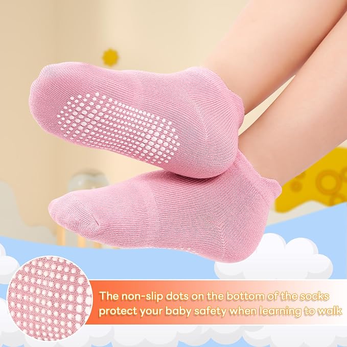 GRPSKCOS Non Slip Toddler Socks 15 Pairs Toddler Grip Anti Skid Low Cut Socks - Image 4