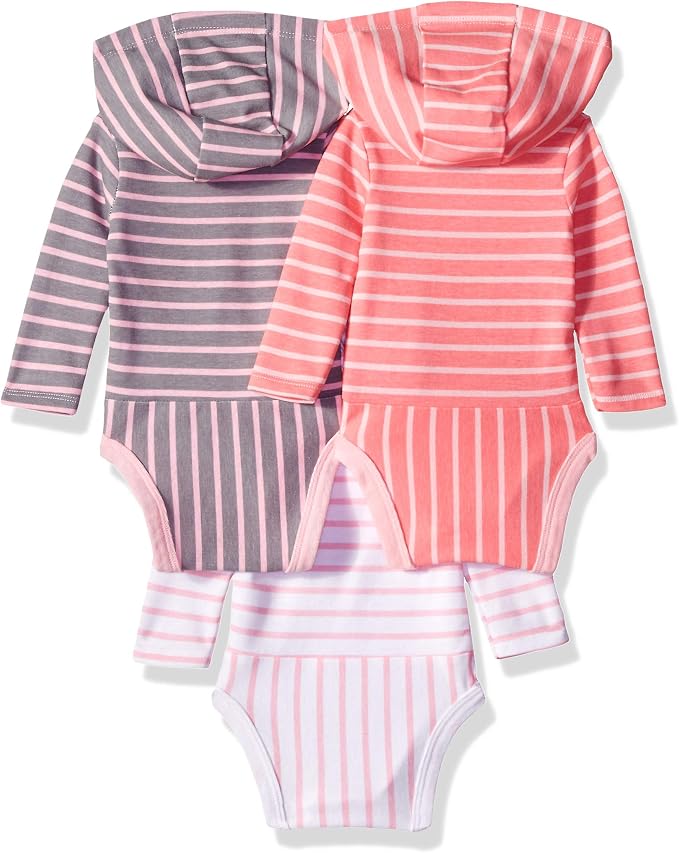 Hanes Baby Long Sleeve Bodysuit, Ultimate Bodysuit Hoodie Boys & Girls - Image 2