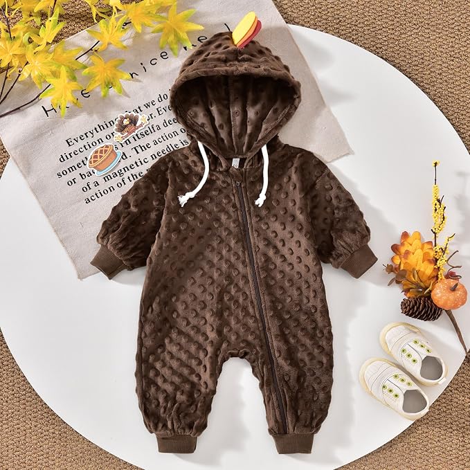 Unutiylo Unisex Baby Boys Girls Long Sleeve Infant Baby Zipper Hooded Jumpsuits - Image 3