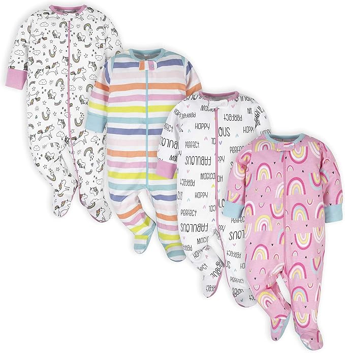 Onesies Brand Baby Girls 4-Pack Sleep 'N Play Footies Multi Pack by OnesiesBrand