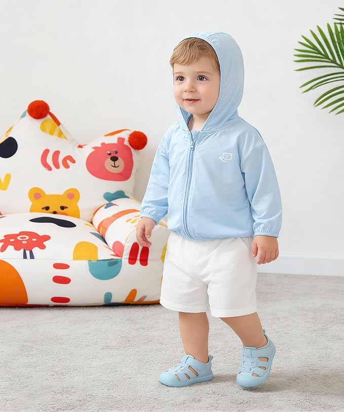 Toddlers-Baby Sun-Jacket UV-Protection-Hoodie Long-Sleeve Zip - Image 3