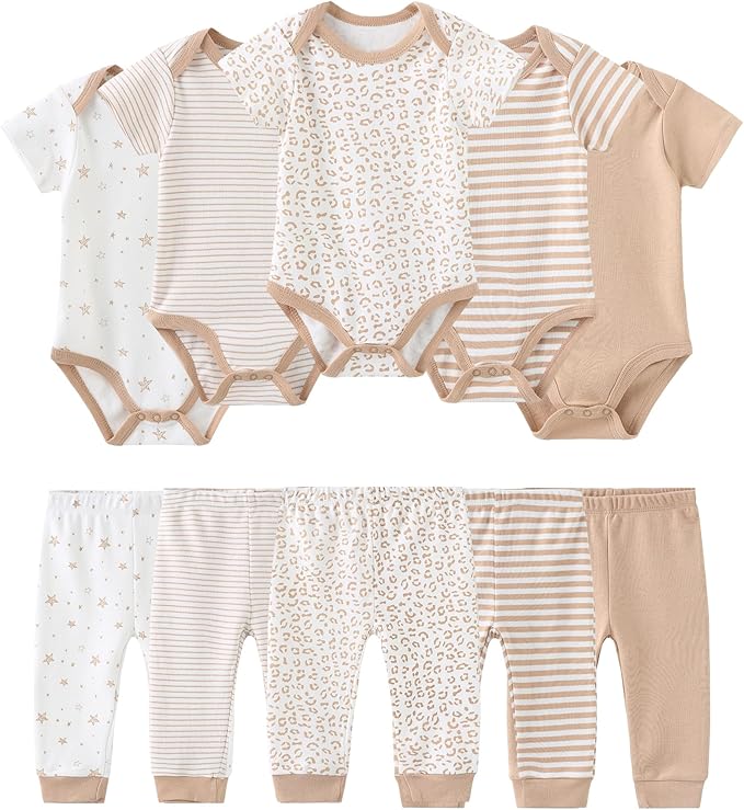 Baby Bodysuit and Pant Set Cotton Ribbed Mix Infant Girl Clothes | Unisex by ZAVBABY