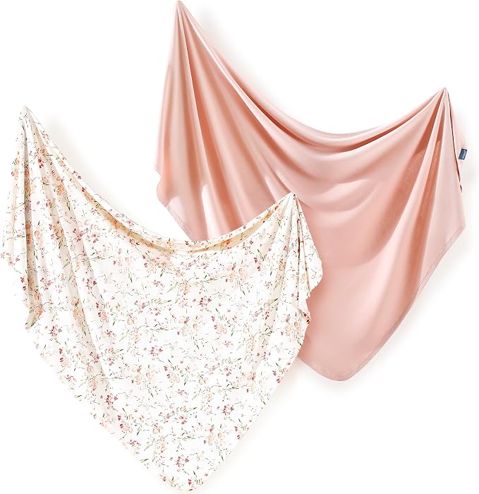 2 Pack Newborn Swaddle Blanket, Ultra Soft Stretchy Jersey Knit Extra Large by BUYNOW