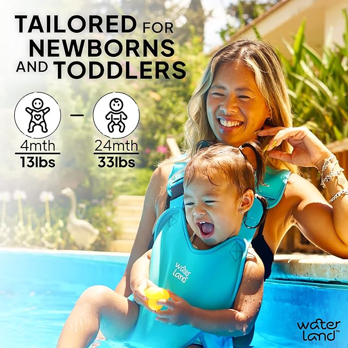 WaterLand Baby Carrier - Innovative Carrier You Can Use Both in Water & Land - Waterproof Infant Chest Holder with Adjustable Straps, Lightweight Toddler Harness for Pool & Beach (KeylimeGreen)