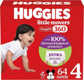 Huggies Size 4 Baby Diapers, Little Movers HuggFit 360° Baby Diapers with 360° Waistband, Size 4 (22-37 lbs), 64 Count, Packaging May Vary