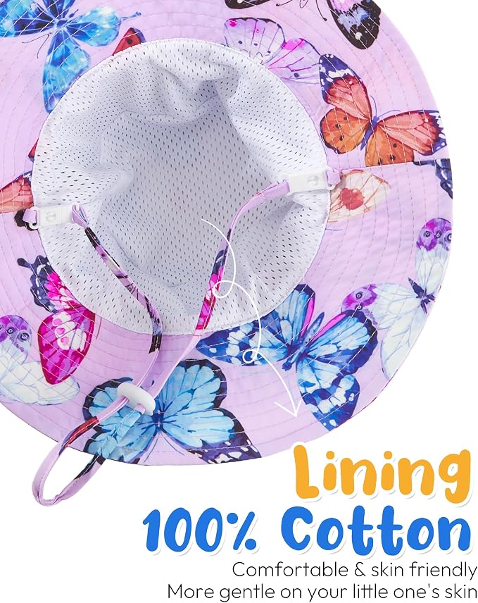 Baby Sun Hat Kids Summer Sun Protection Toddler Bucket Hat Wide Brim Adjustable - Image 6