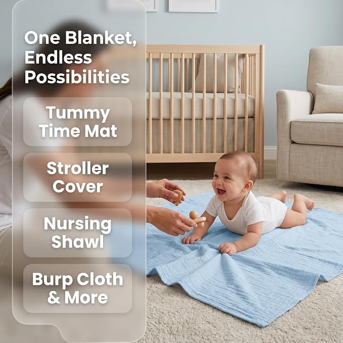 3 Pack Ultra Soft Muslin Swaddle Blankets 38"x40" 100% Cotton Newborn Receiving - Image 5