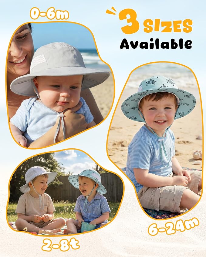 HONGTEYA 2 Pack Baby Sun Hat Infant Toddler Boys Girls Sun Protection Bucket - Image 6