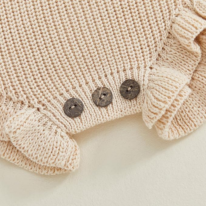 Mubineo Baby Girl Fall Winter Clothes Basic Plain Cute Sweater Romper Outfit - Image 7