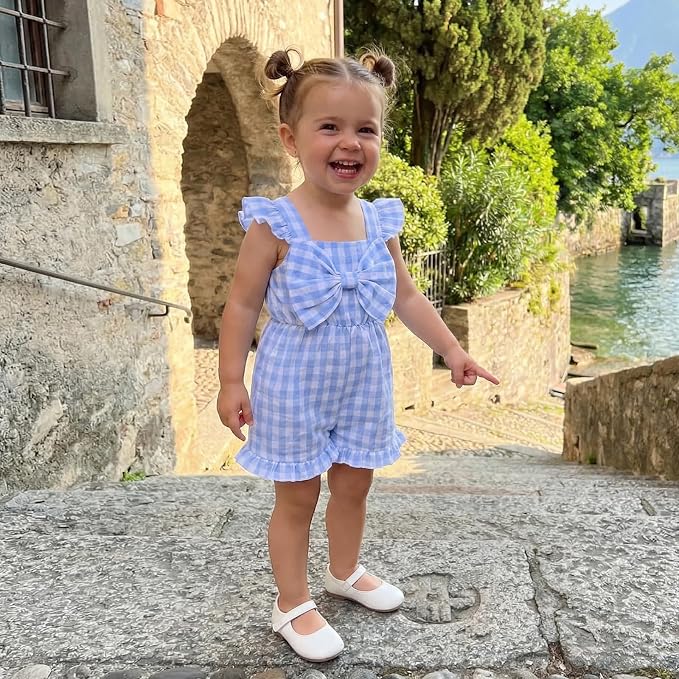 Little Girl Romper Toddler Overalls Summer Bow Jumpsuit Boho Outfit 6M-5T - Image 2