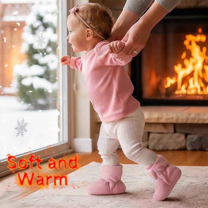 Bufims Baby Fleece Booties Newborn Unisex Booties Non-Slip Newborn Infant First - Image 5