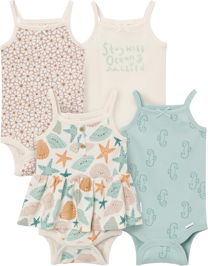 Gerber Baby Girls Multi-Pack Sleeveless Onesies Bodysuit by Gerber