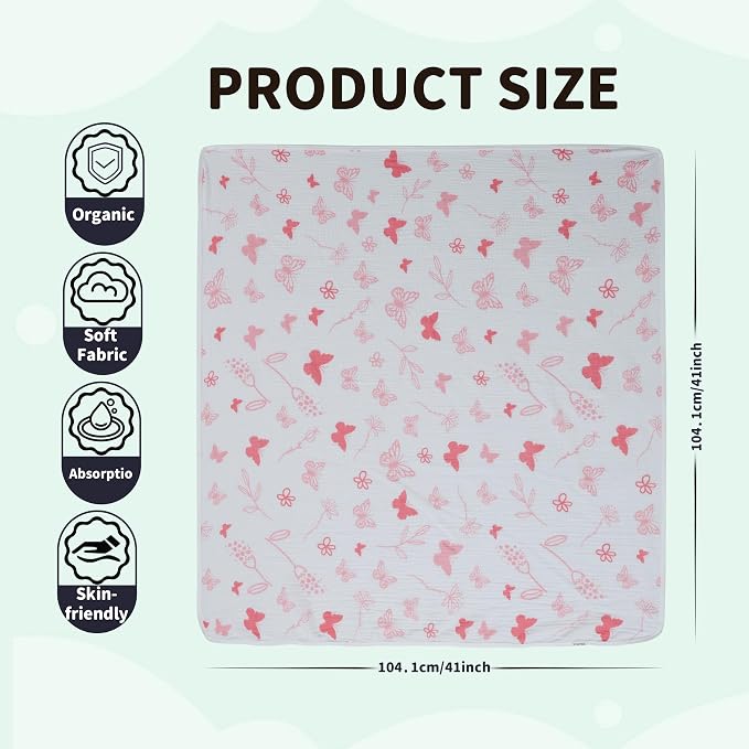 Muslin Swaddle Blankets for Newborn, 2 Pack Breathable Soft Receiving Blanket - Image 6
