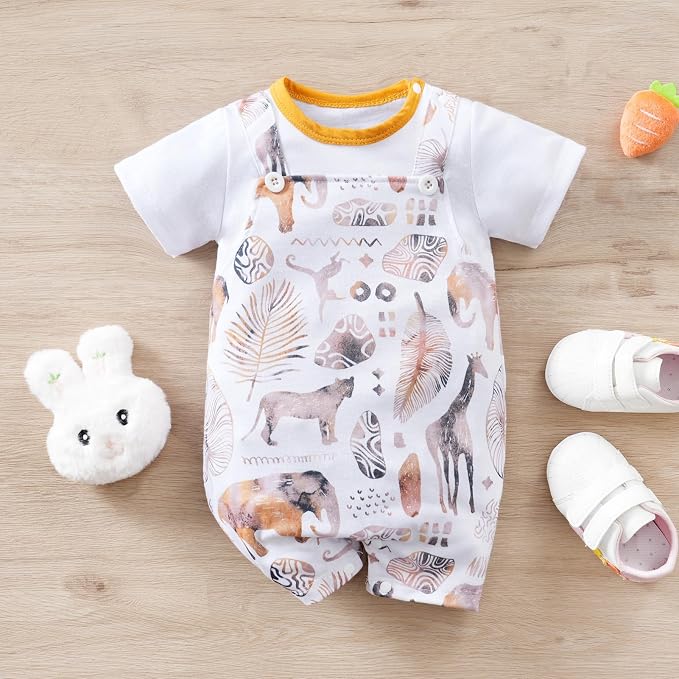 2-Pack Baby Boys Girls Romper Newborn Cartoon Print Short Sleeve Onesie Summer - Image 3