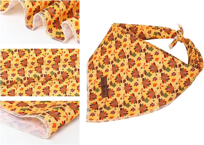 Lionet Paws Thanksgiving Dog Bandana Washable Cotton Handkerchief Scarf - Image 2
