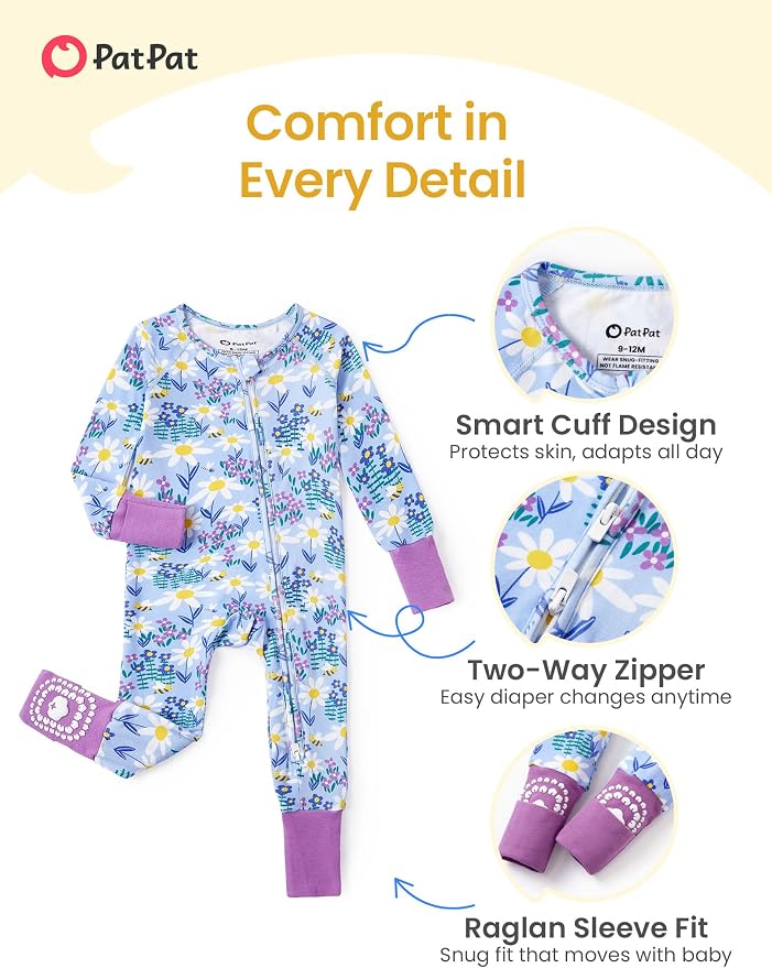 PATPAT Organic Cotton Baby Footie Pajamas - Image 5