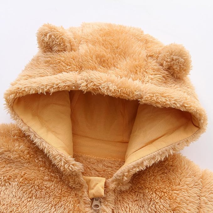 Baby Furry Jumpsuit Infant Bear Onesies Zipper Long Sleeve One-Piece Romper - Image 8